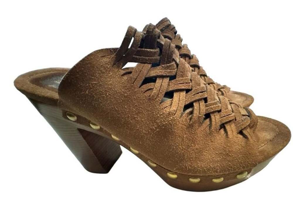 Michael Kors Westley Suede Woven Platform Mules Brown
